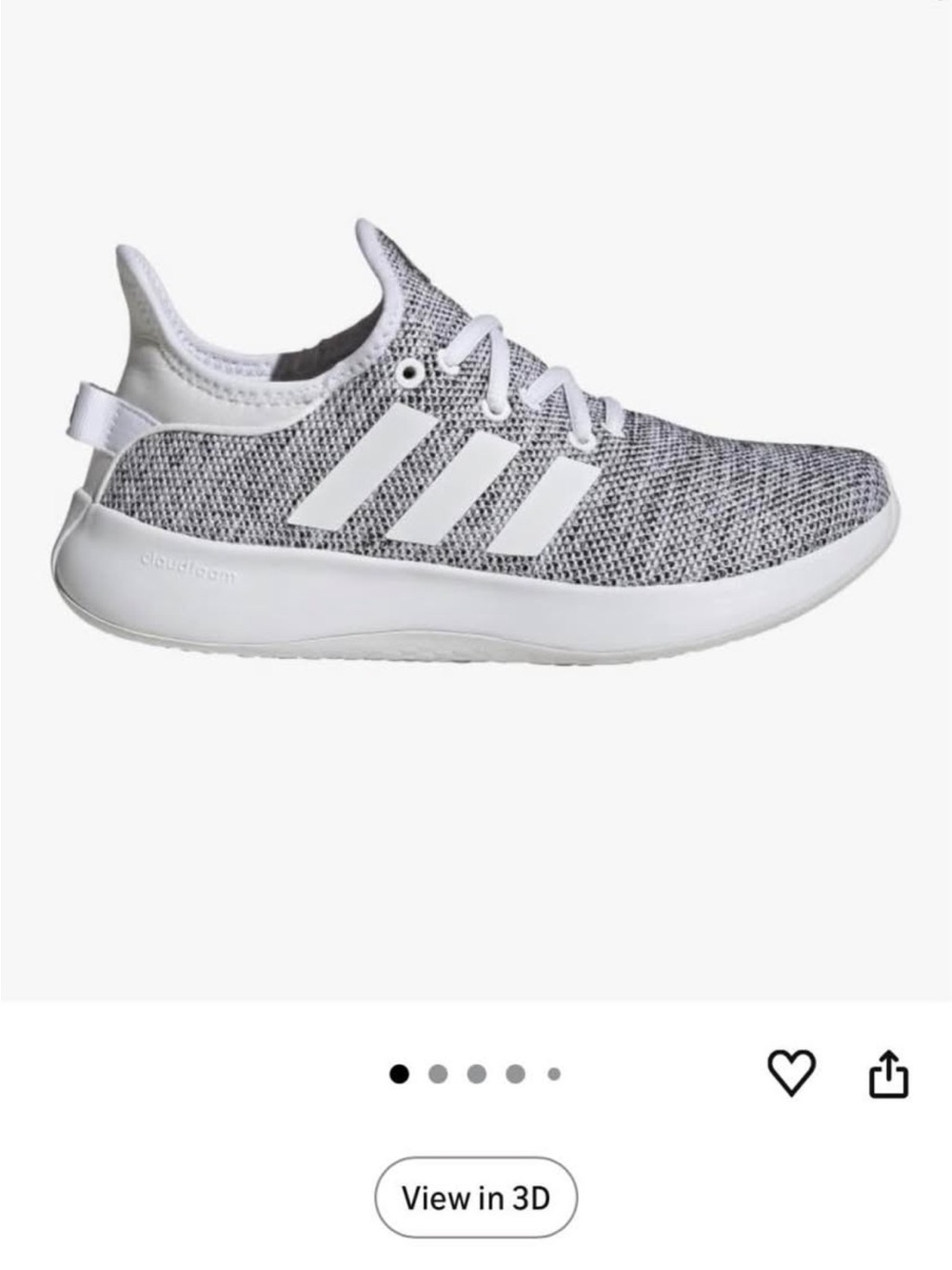 adidas women’s Grey Knit Sneakers with White Stripes